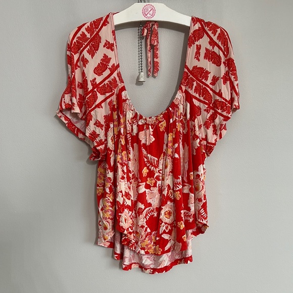 Free People Floral Tie-Back with Cold Shoulder Top - Picture 6 of 7